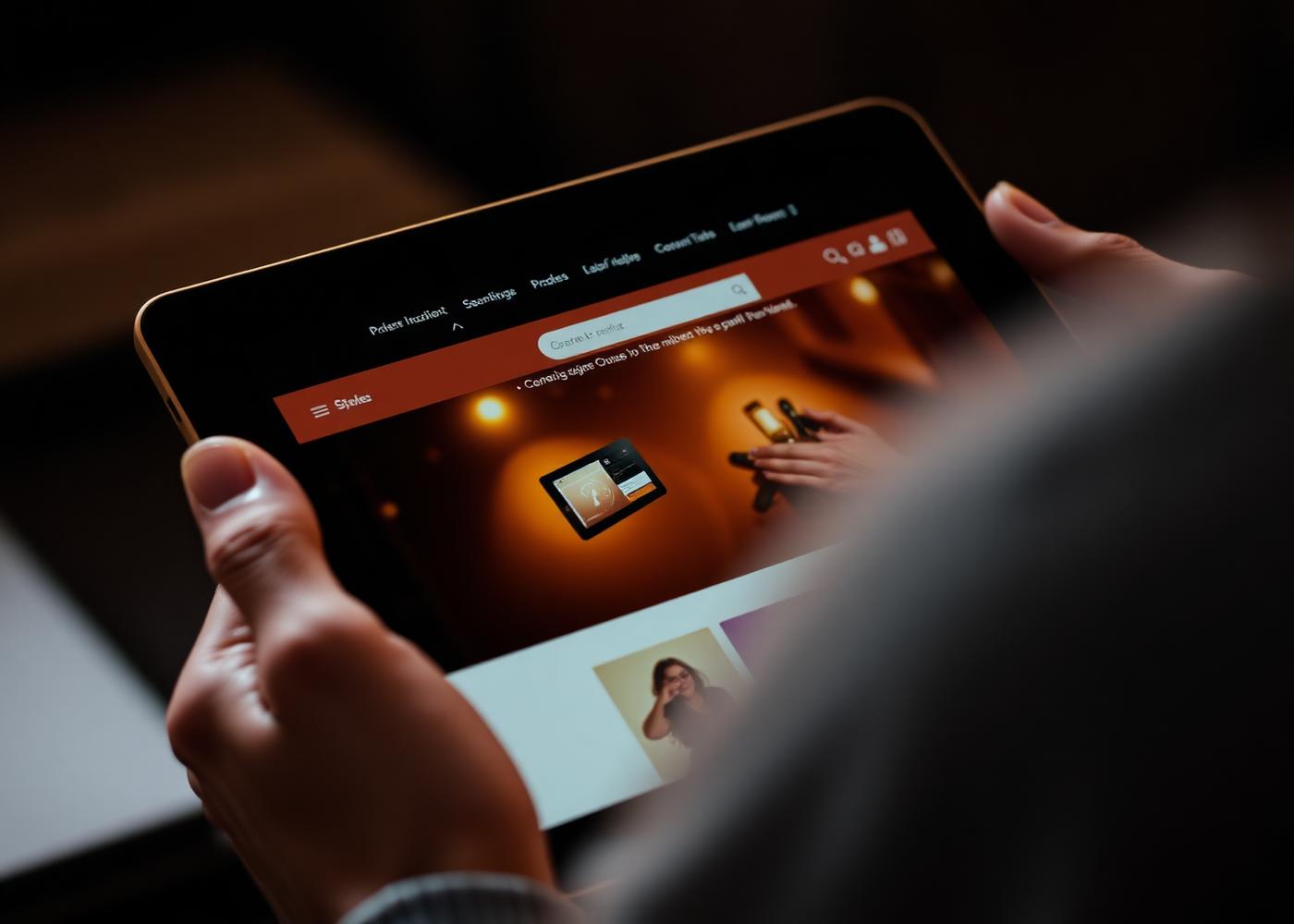 Interface e-commerce sur tablette